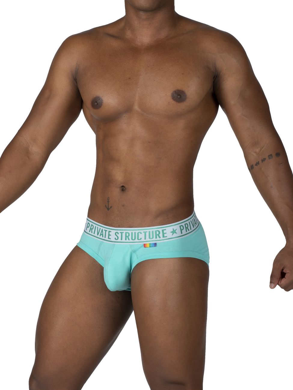 Private Structure EPUT4385 Pride 2PK Mid Waist Mini Briefs Color White-Green - DealByEthan.gay loves Private Structure
