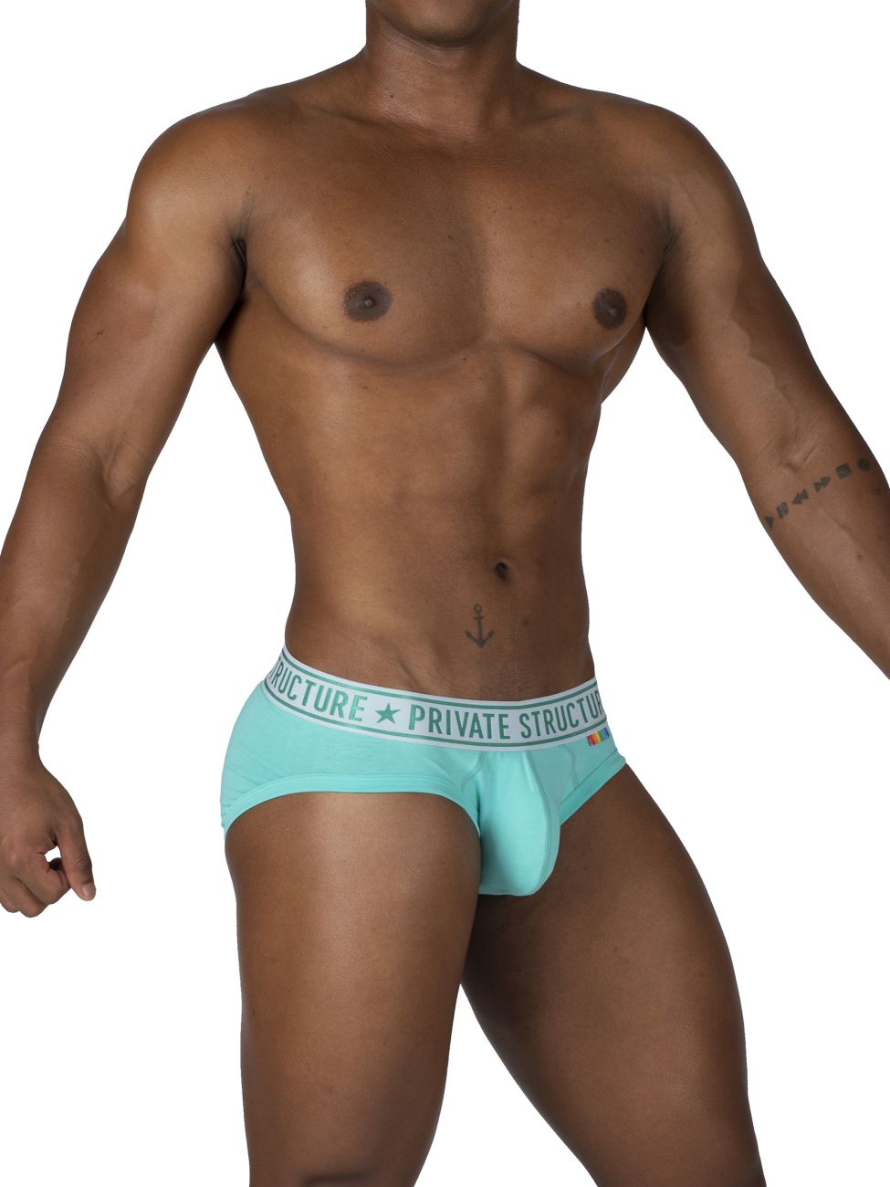 Private Structure EPUT4385 Pride 2PK Mid Waist Mini Briefs Color White-Green - DealByEthan.gay loves Private Structure