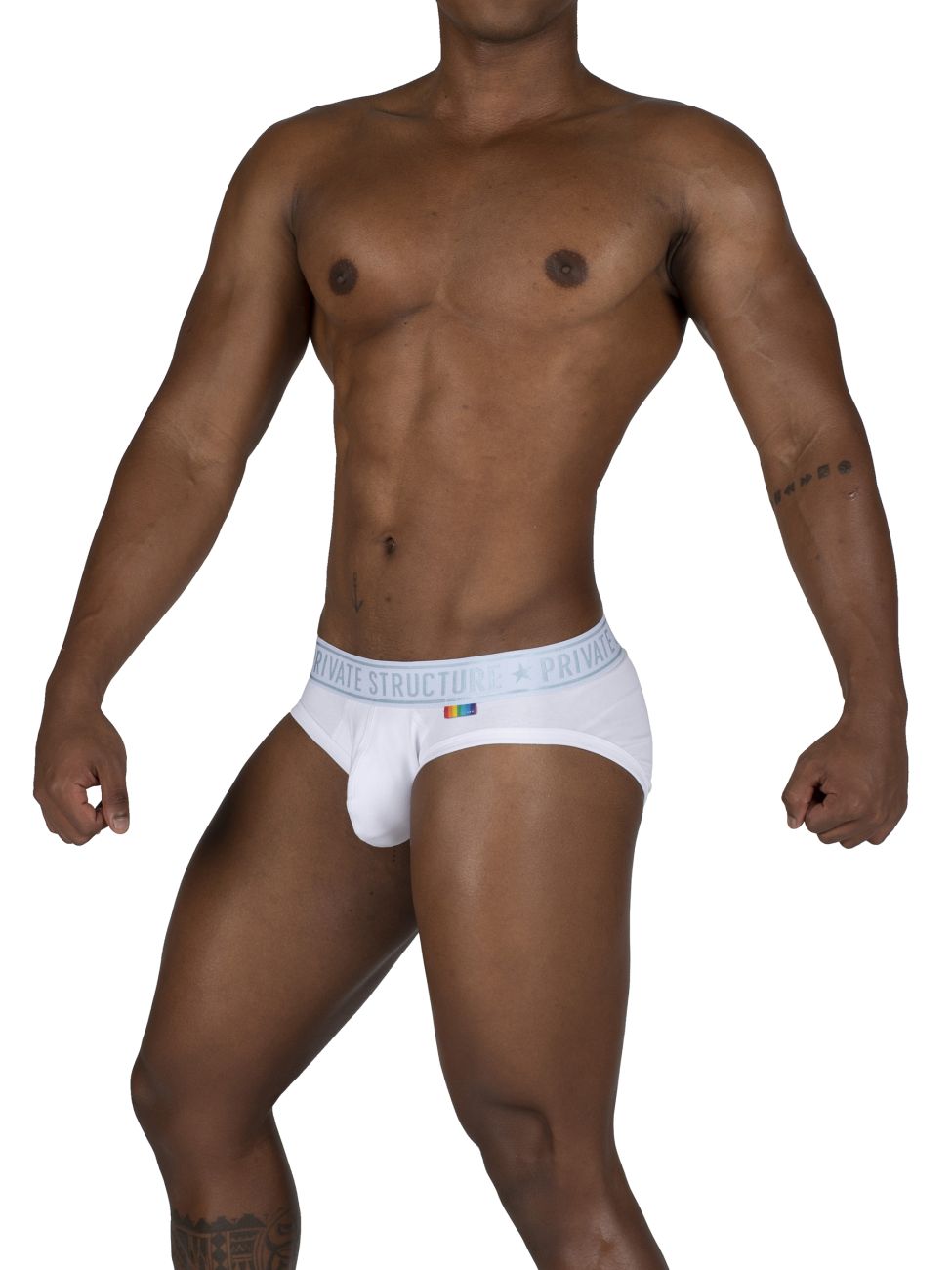 Private Structure EPUT4385 Pride 2PK Mid Waist Mini Briefs Color White-Green - DealByEthan.gay loves Private Structure