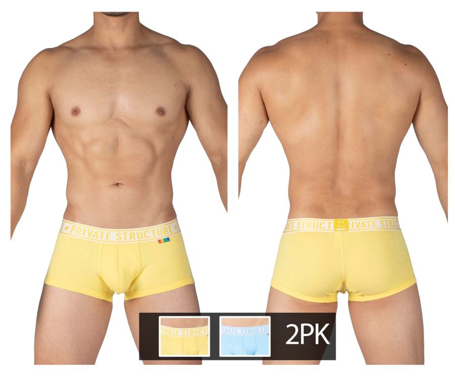 Private Structure EPUT4386 Pride 2PK Mid Waist Trunks Color Yellow-Blue - DealByEthan.gay loves Private Structure