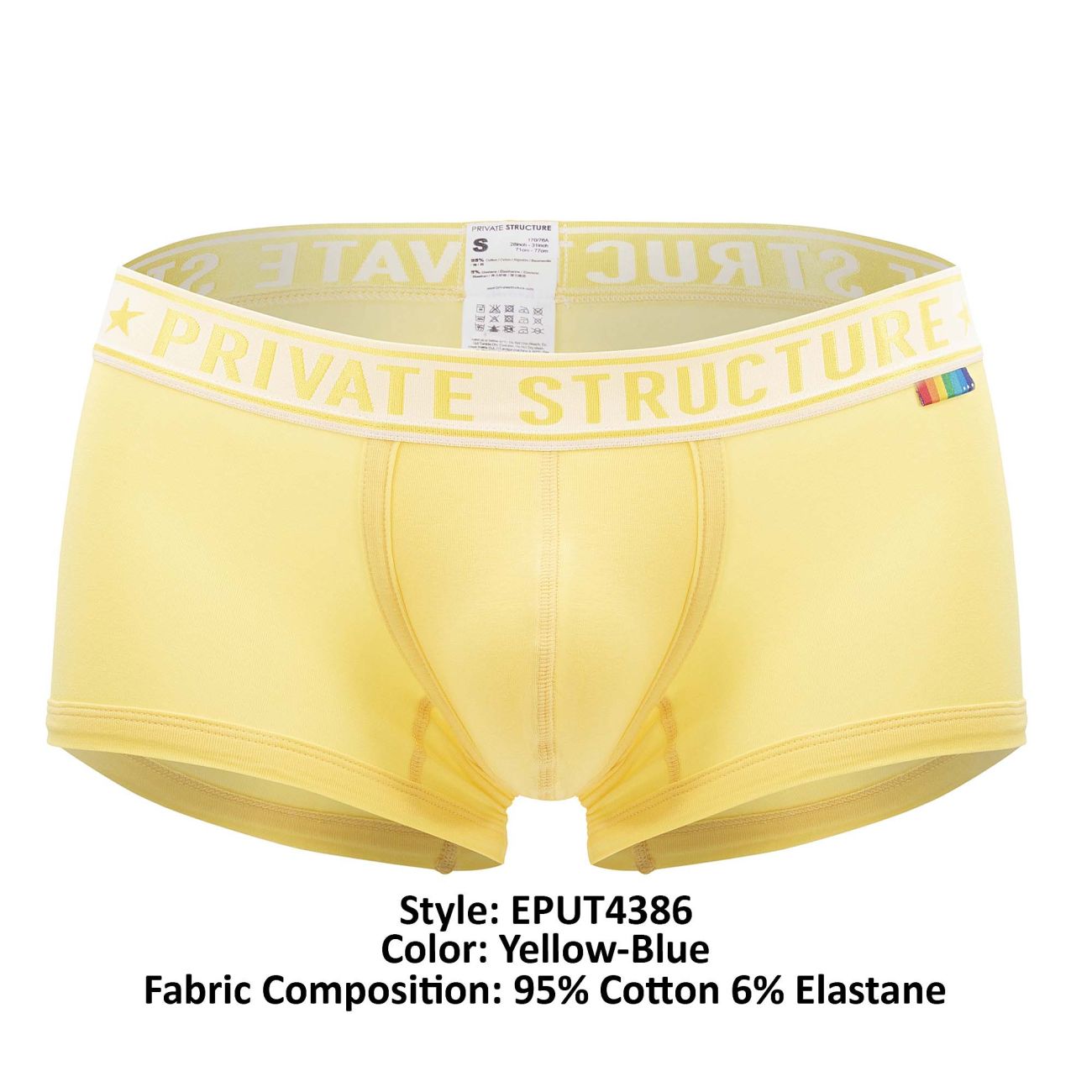 Private Structure EPUT4386 Pride 2PK Mid Waist Trunks Color Yellow-Blue - DealByEthan.gay loves Private Structure