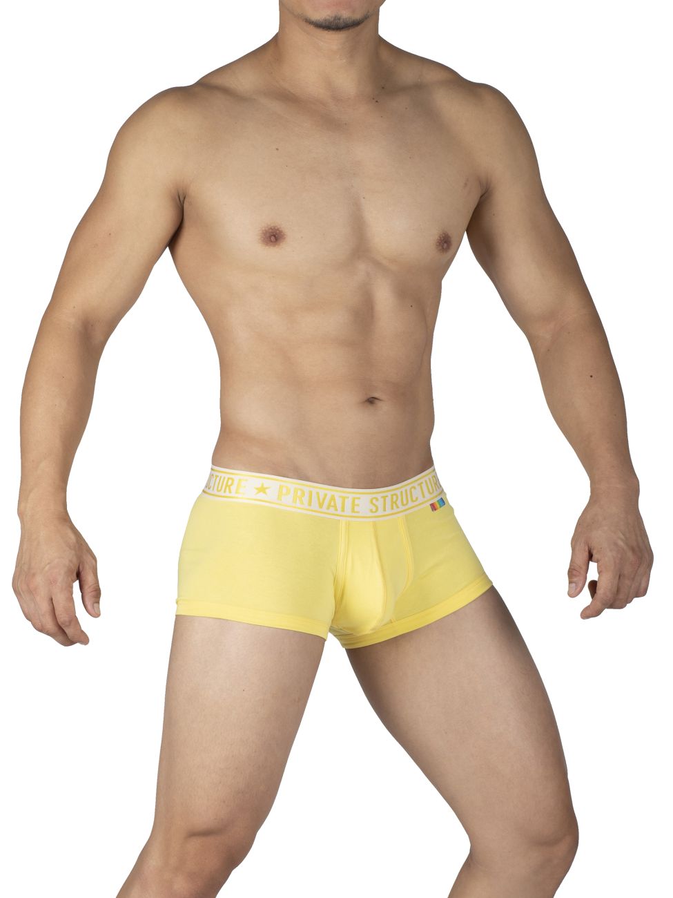 Private Structure EPUT4386 Pride 2PK Mid Waist Trunks Color Yellow-Blue - DealByEthan.gay loves Private Structure