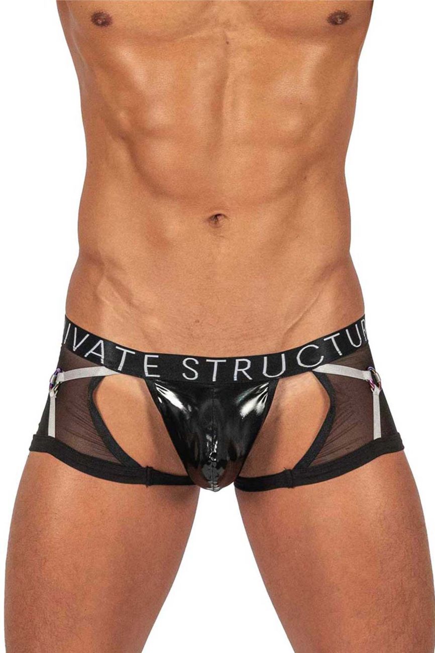 Private Structure LCUT4417 Alpha Low Waist Harness Trunks Color Black - DealByEthan.gay loves Private Structure