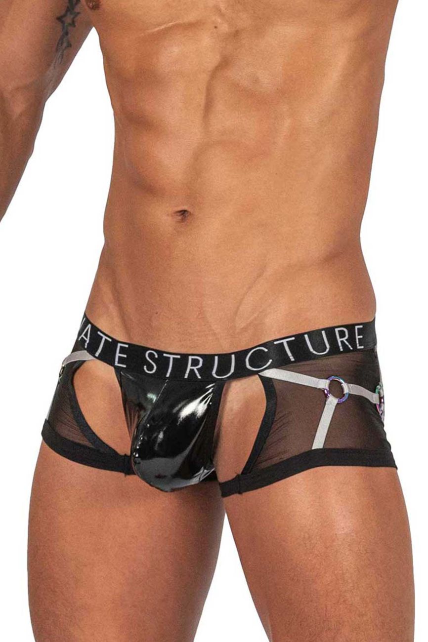 Private Structure LCUT4417 Alpha Low Waist Harness Trunks Color Black - DealByEthan.gay loves Private Structure