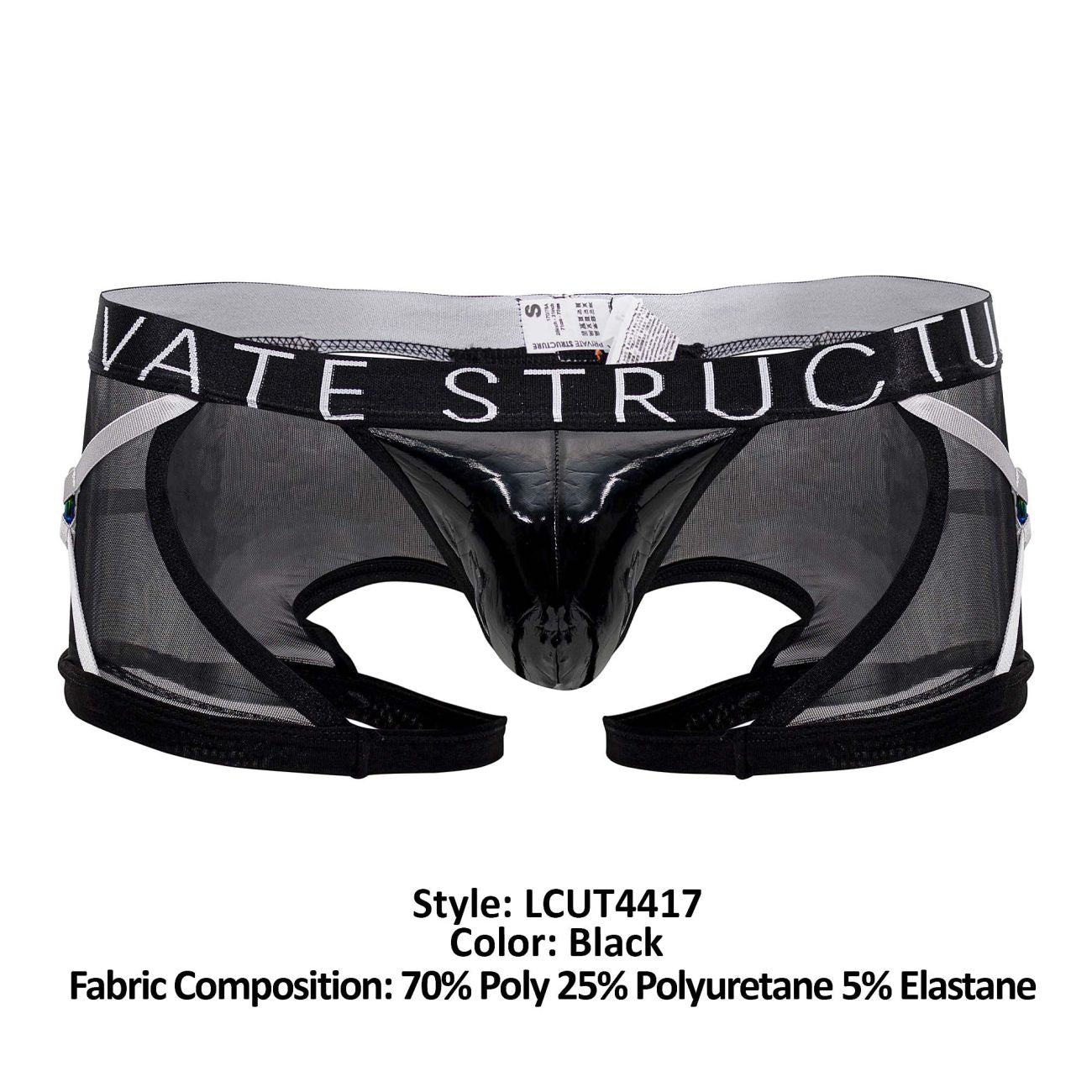 Private Structure LCUT4417 Alpha Low Waist Harness Trunks Color Black - DealByEthan.gay loves Private Structure