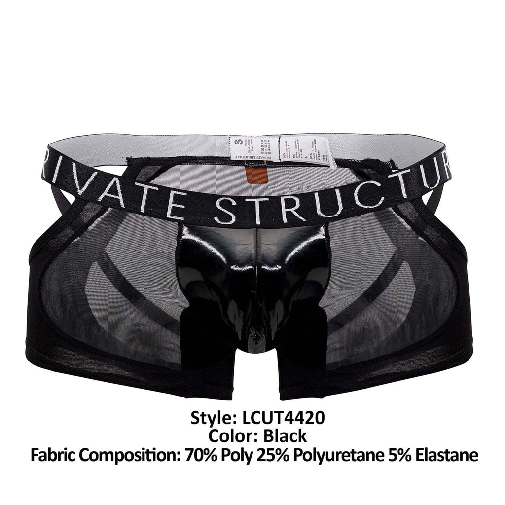 Private Structure LCUT4420 Alpha Low Waist Mesh Back Jockstrap Trunks Color Black - DealByEthan.gay loves Private Structure