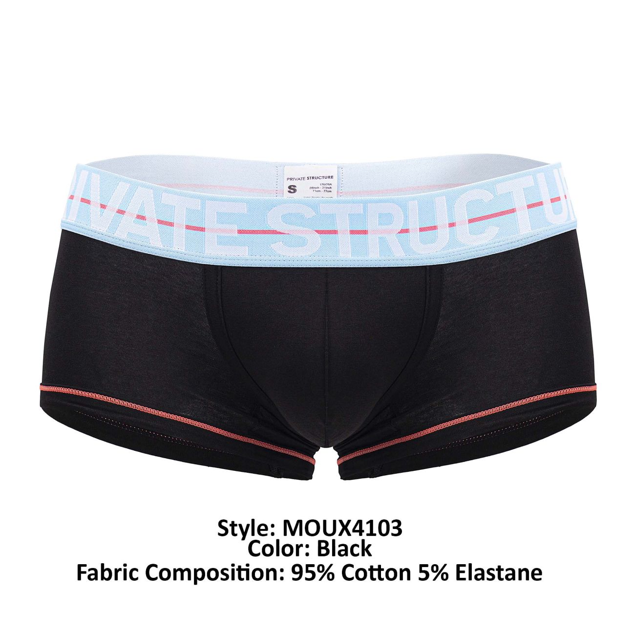 Private Structure MOUX4103 Mo Lite Mid Waist Trunks Color Black - DealByEthan.gay loves Private Structure