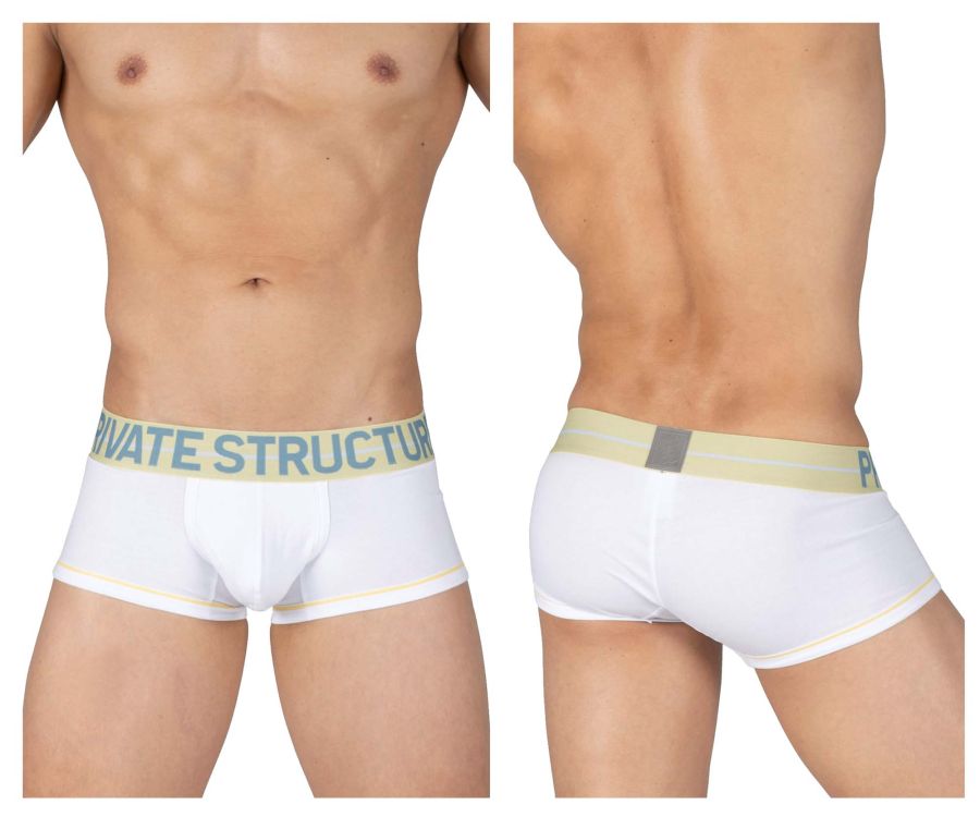 Private Structure MOUX4103 Mo Lite Mid Waist Trunks Color White - DealByEthan.gay loves Private Structure