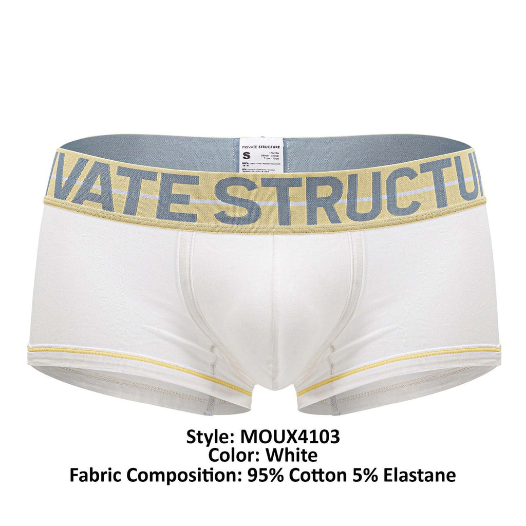 Private Structure MOUX4103 Mo Lite Mid Waist Trunks Color White - DealByEthan.gay loves Private Structure