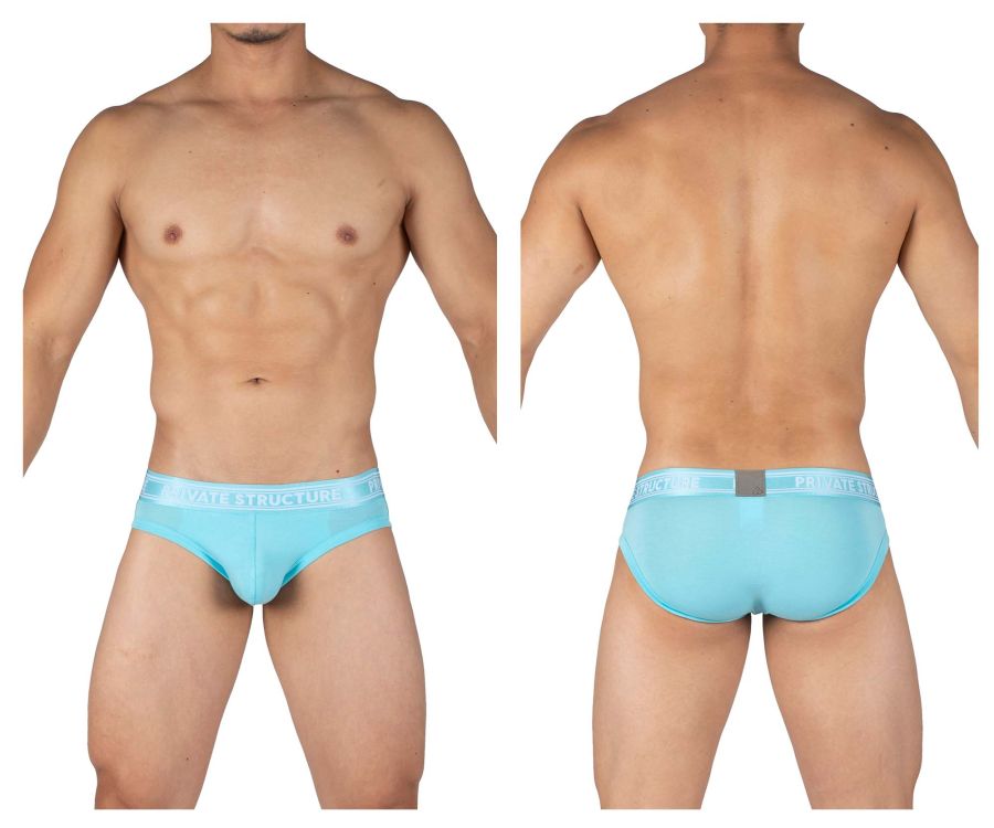 Private Structure PBUT4378 Bamboo Mid Waist Mini Briefs Color Bright Cyan - DealByEthan.gay loves Private Structure