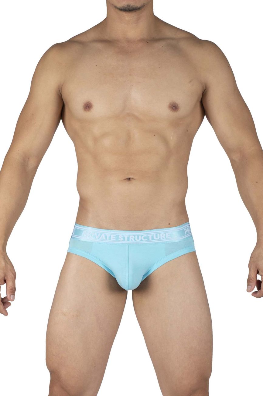 Private Structure PBUT4378 Bamboo Mid Waist Mini Briefs Color Bright Cyan - DealByEthan.gay loves Private Structure