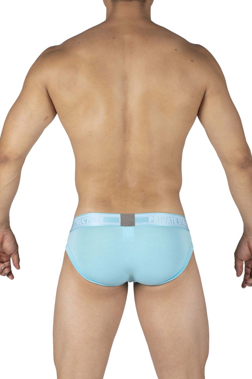 Private Structure PBUT4378 Bamboo Mid Waist Mini Briefs Color Bright Cyan - DealByEthan.gay loves Private Structure