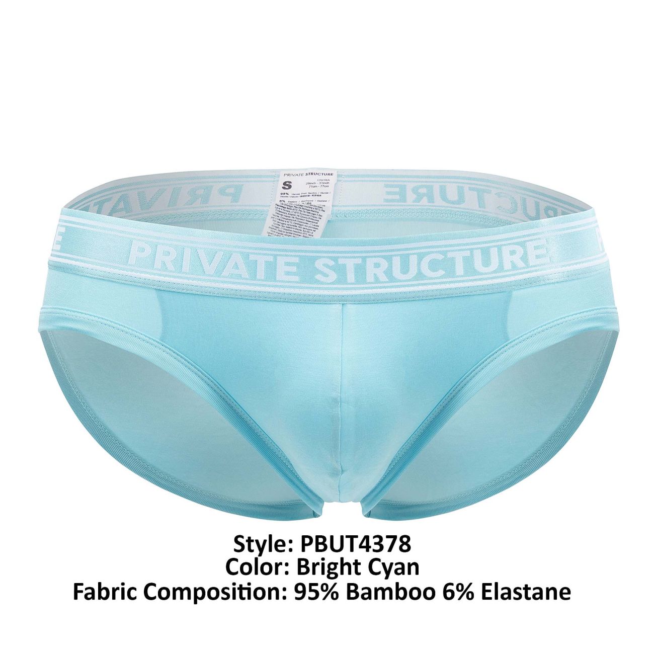 Private Structure PBUT4378 Bamboo Mid Waist Mini Briefs Color Bright Cyan - DealByEthan.gay loves Private Structure