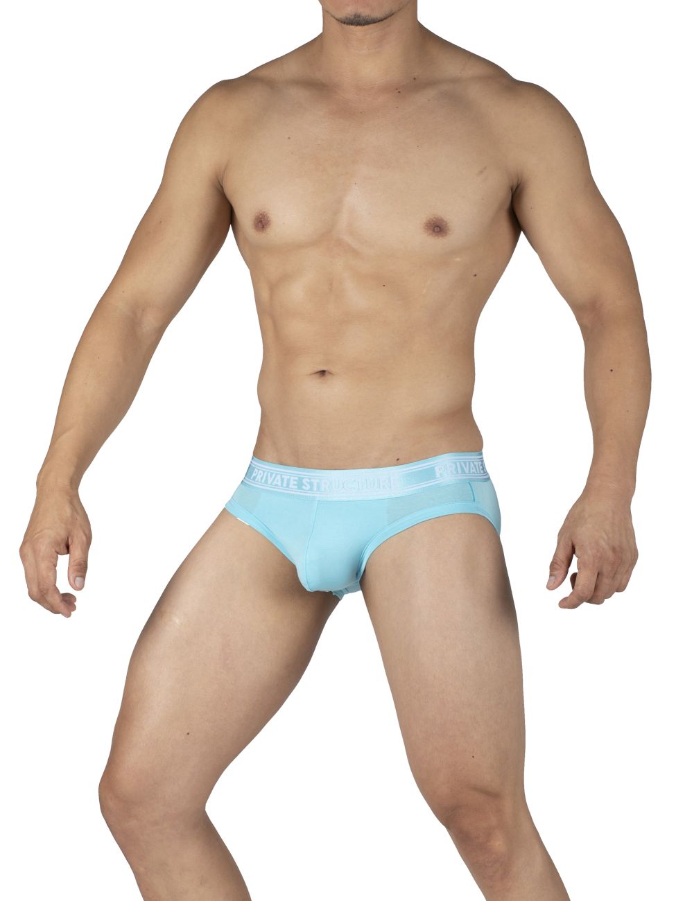 Private Structure PBUT4378 Bamboo Mid Waist Mini Briefs Color Bright Cyan - DealByEthan.gay loves Private Structure