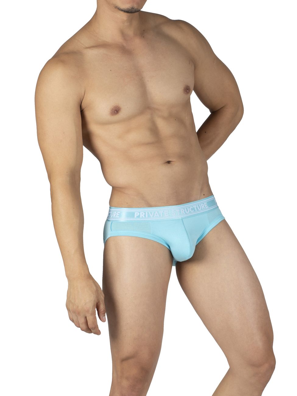 Private Structure PBUT4378 Bamboo Mid Waist Mini Briefs Color Bright Cyan - DealByEthan.gay loves Private Structure