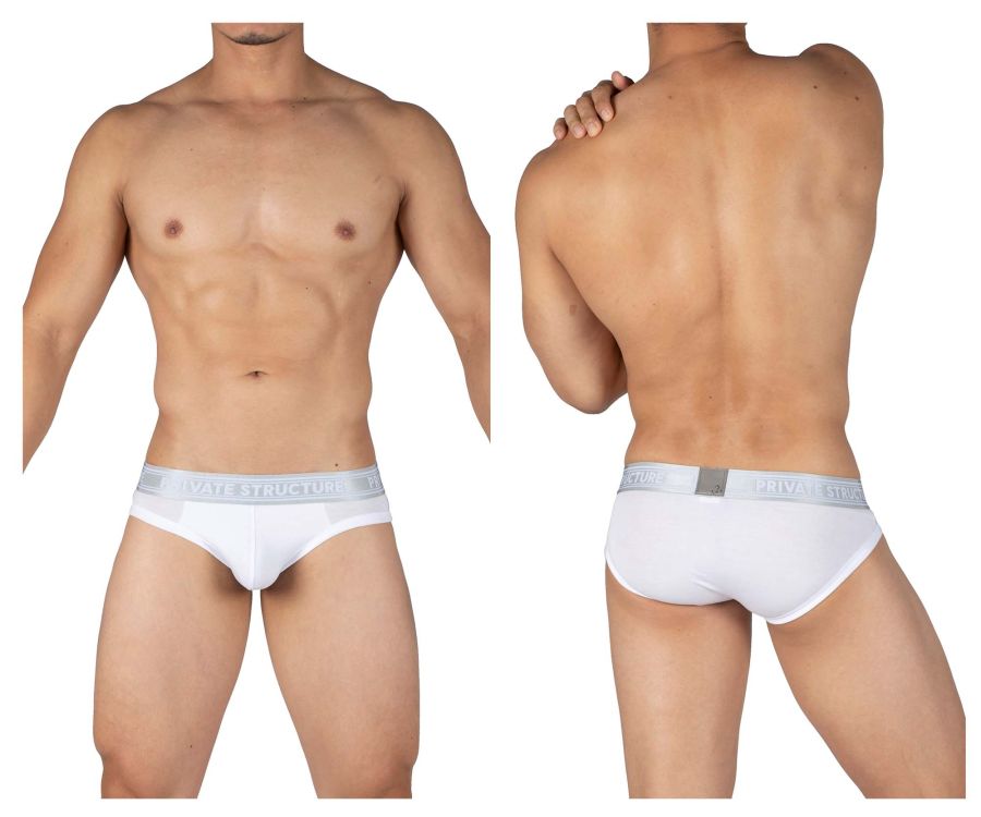 Private Structure PBUT4378 Bamboo Mid Waist Mini Briefs Color Bright White - DealByEthan.gay loves Private Structure