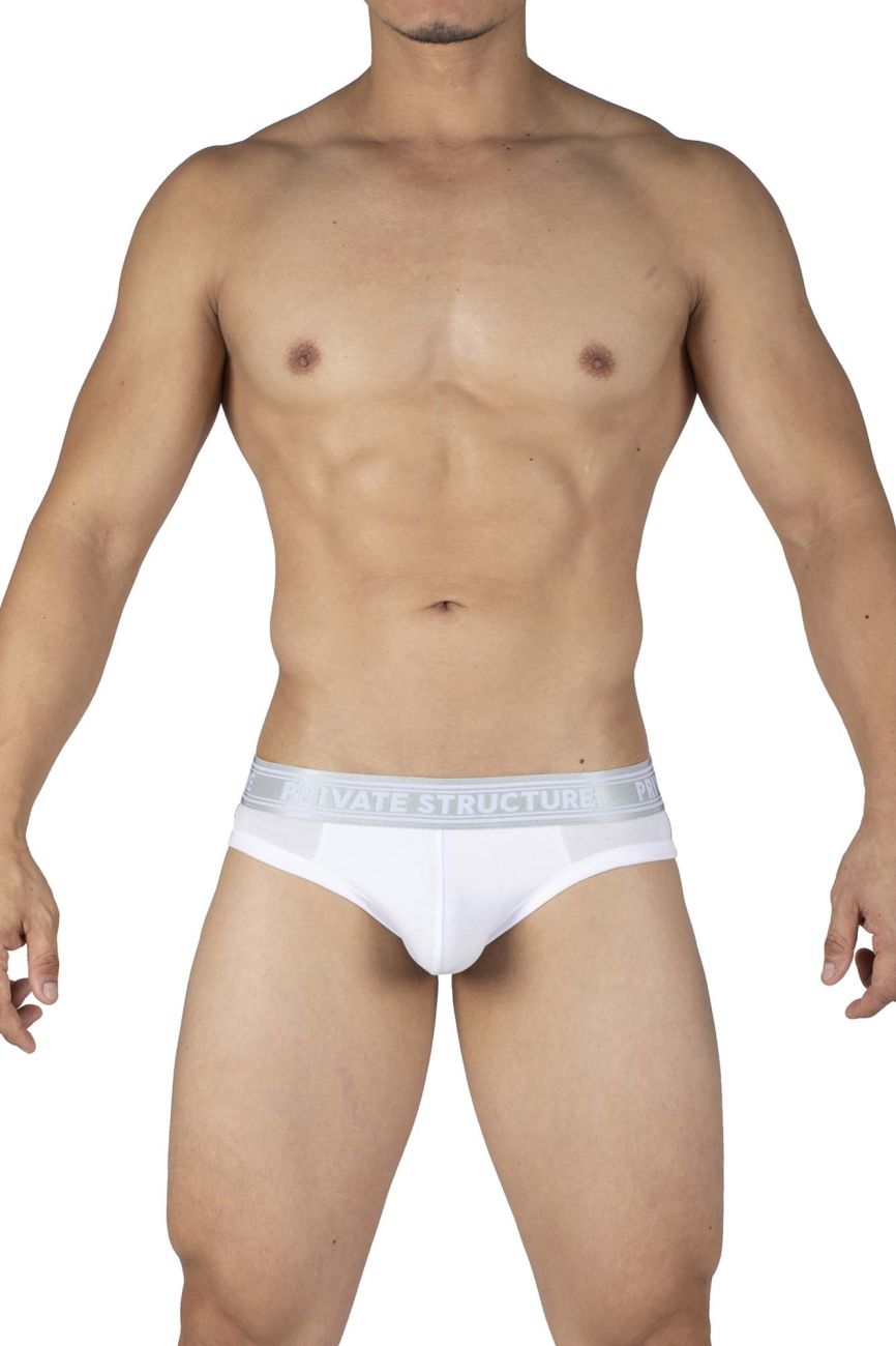 Private Structure PBUT4378 Bamboo Mid Waist Mini Briefs Color Bright White - DealByEthan.gay loves Private Structure