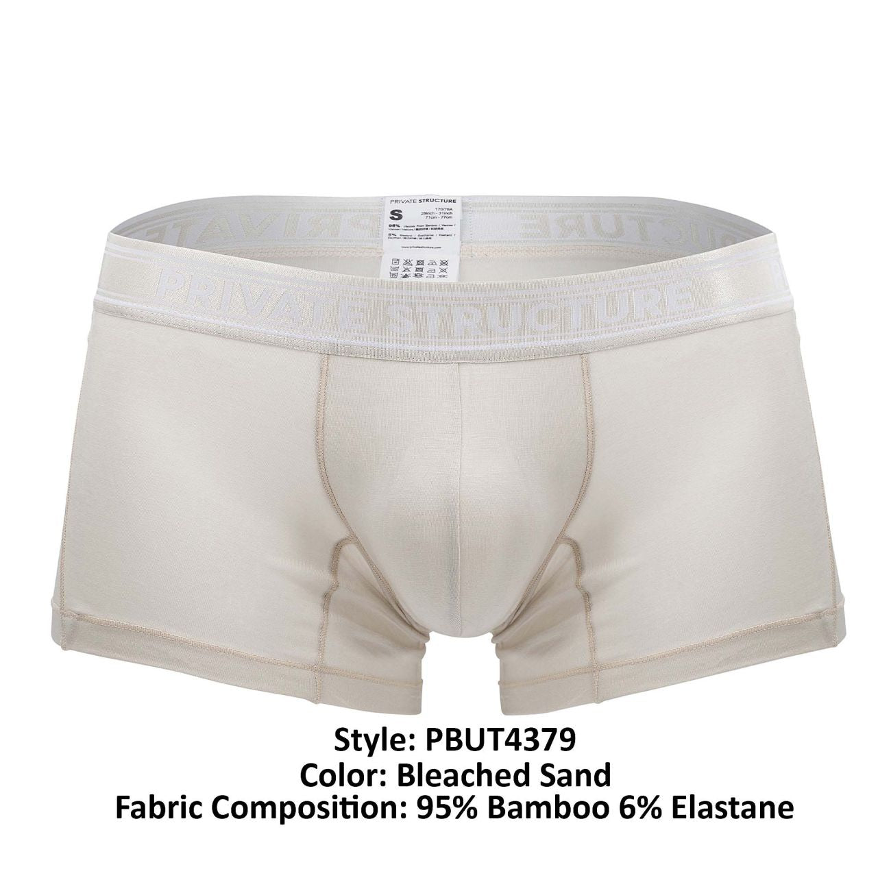 Private Structure PBUT4379 Bamboo Mid Waist Trunks Color Bleached Sand - DealByEthan.gay loves Private Structure