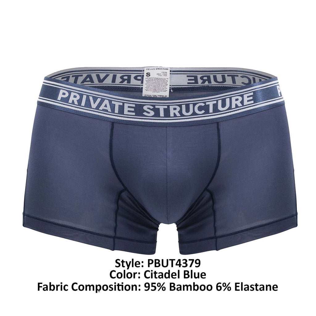 Private Structure PBUT4379 Bamboo Mid Waist Trunks Color Citadel Blue - DealByEthan.gay loves Private Structure