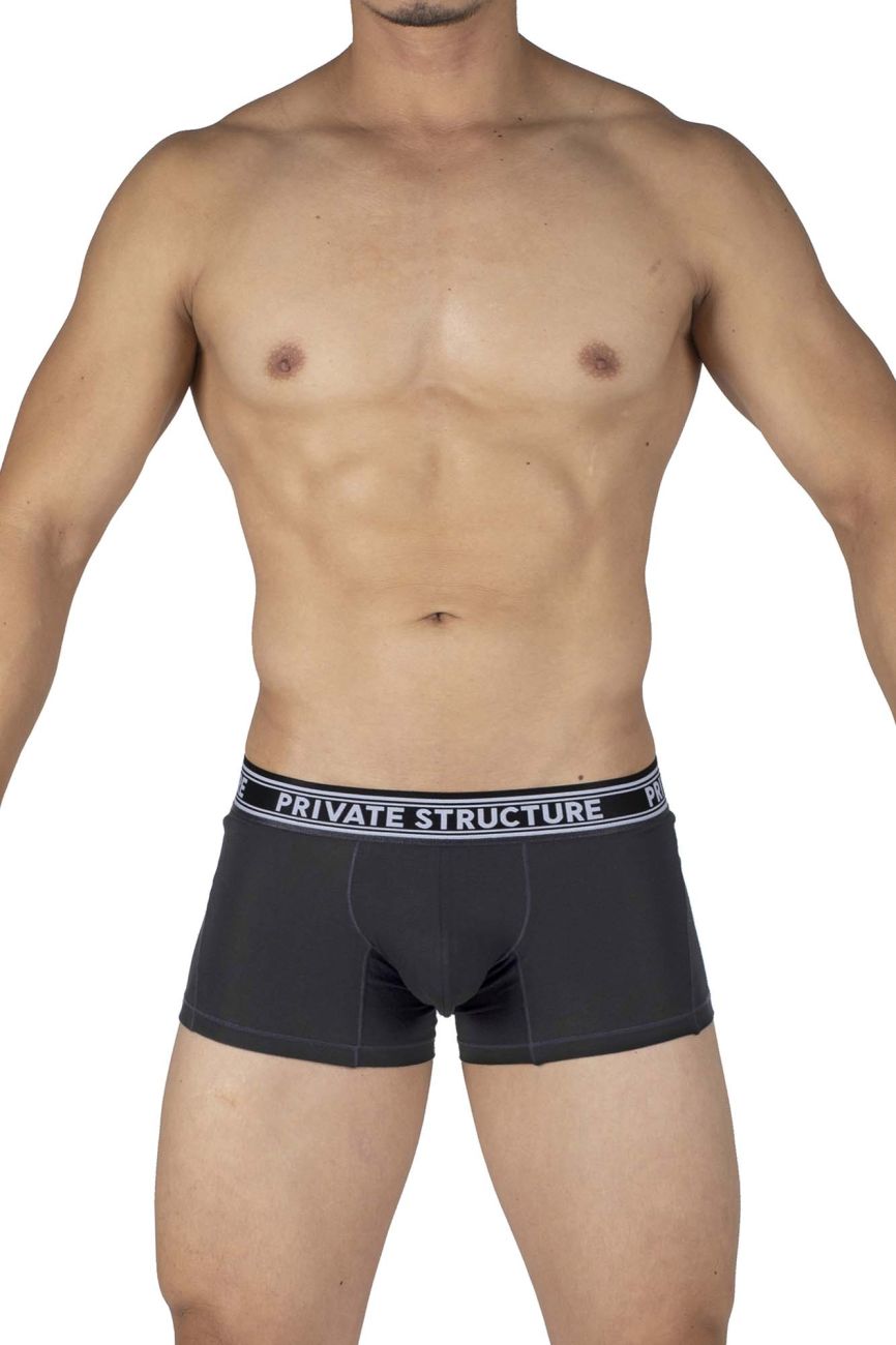 Private Structure PBUT4379 Bamboo Mid Waist Trunks Color Raven Black - DealByEthan.gay loves Private Structure