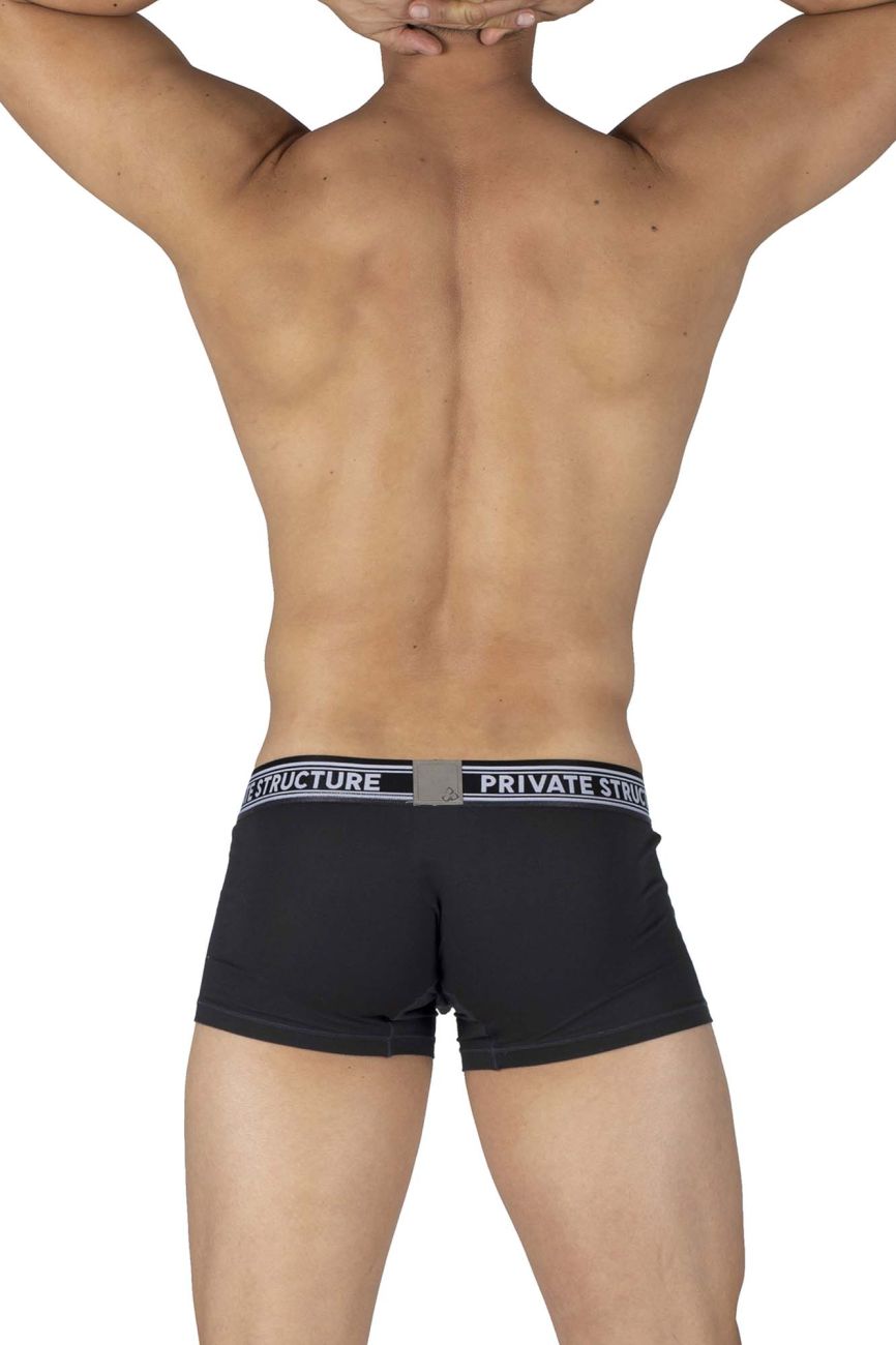 Private Structure PBUT4379 Bamboo Mid Waist Trunks Color Raven Black - DealByEthan.gay loves Private Structure