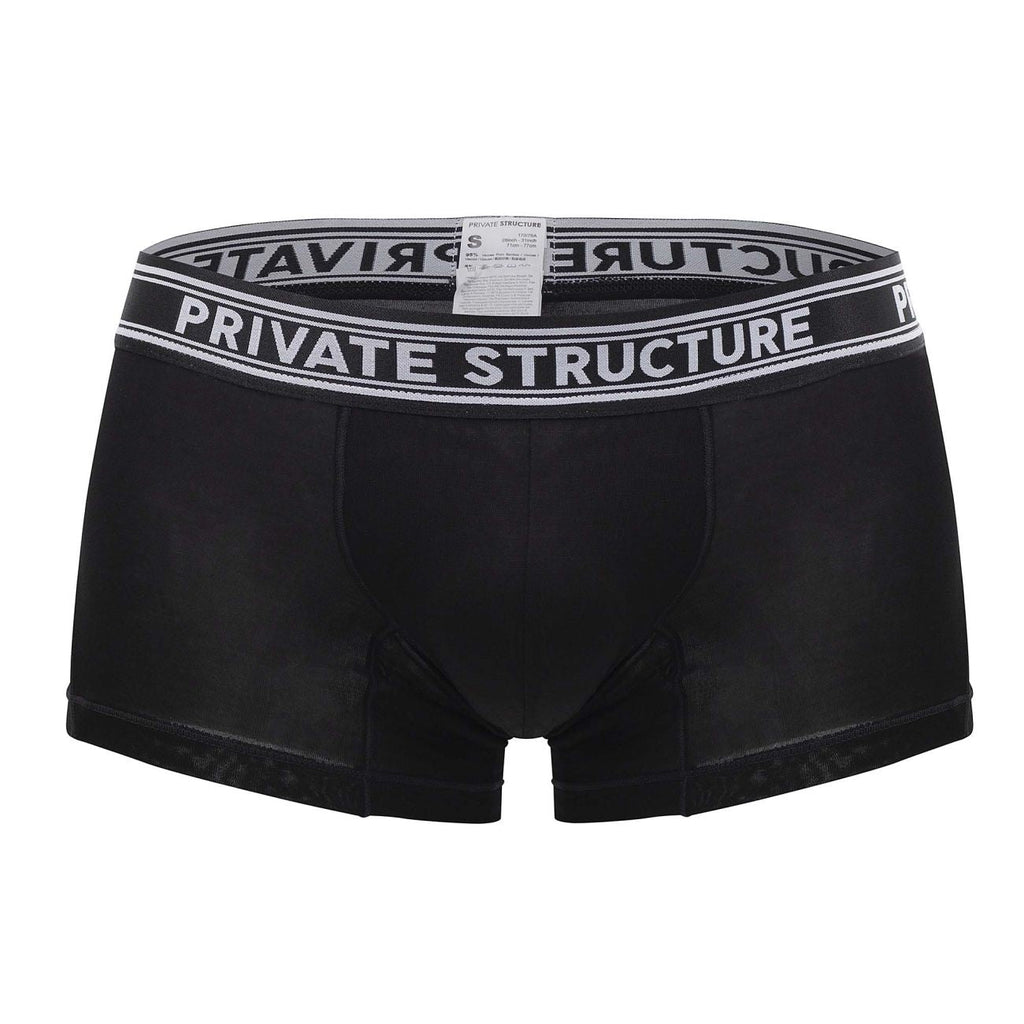 Private Structure PBUT4379 Bamboo Mid Waist Trunks Color Raven Black - DealByEthan.gay loves Private Structure
