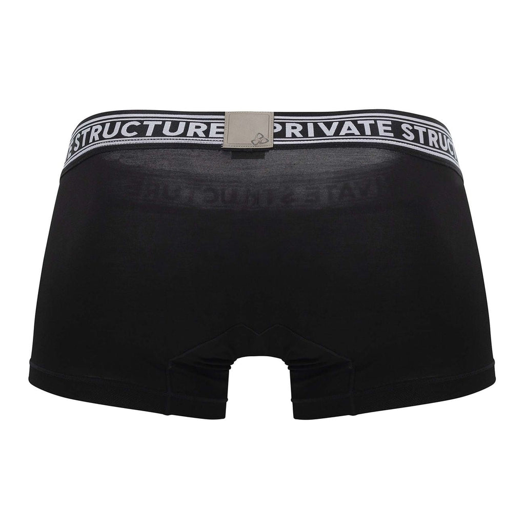 Private Structure PBUT4379 Bamboo Mid Waist Trunks Color Raven Black - DealByEthan.gay loves Private Structure
