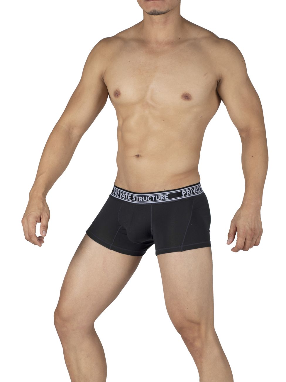 Private Structure PBUT4379 Bamboo Mid Waist Trunks Color Raven Black - DealByEthan.gay loves Private Structure