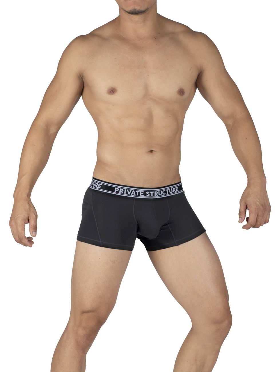 Private Structure PBUT4379 Bamboo Mid Waist Trunks Color Raven Black - DealByEthan.gay loves Private Structure