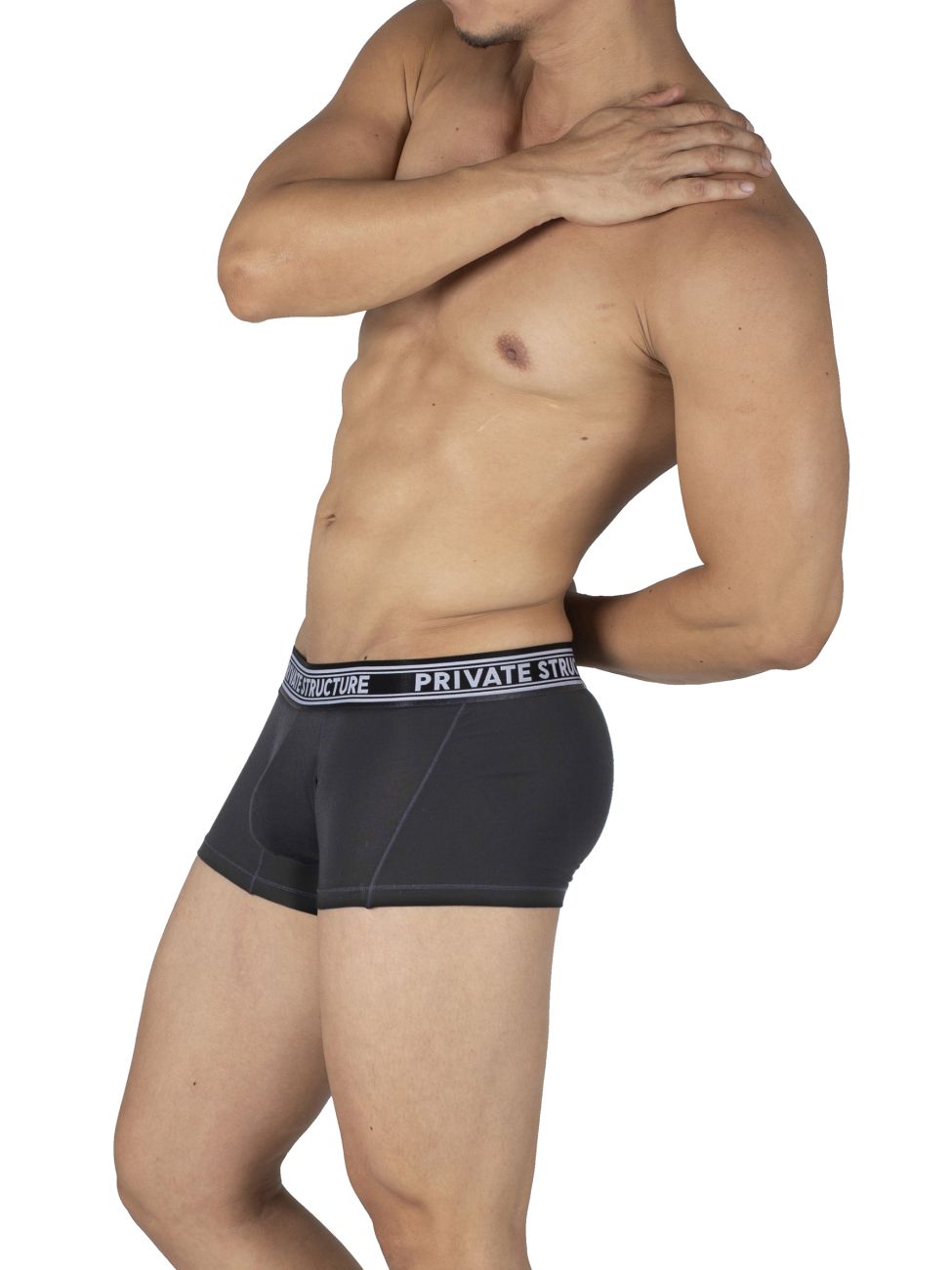 Private Structure PBUT4379 Bamboo Mid Waist Trunks Color Raven Black - DealByEthan.gay loves Private Structure