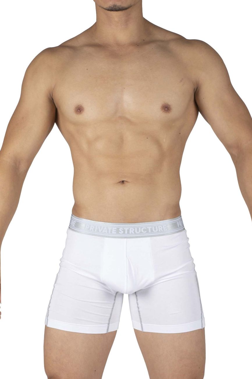 Private Structure PBUT4380 Bamboo Mid Waist Boxer Briefs Color Bright White - DealByEthan.gay loves Private Structure