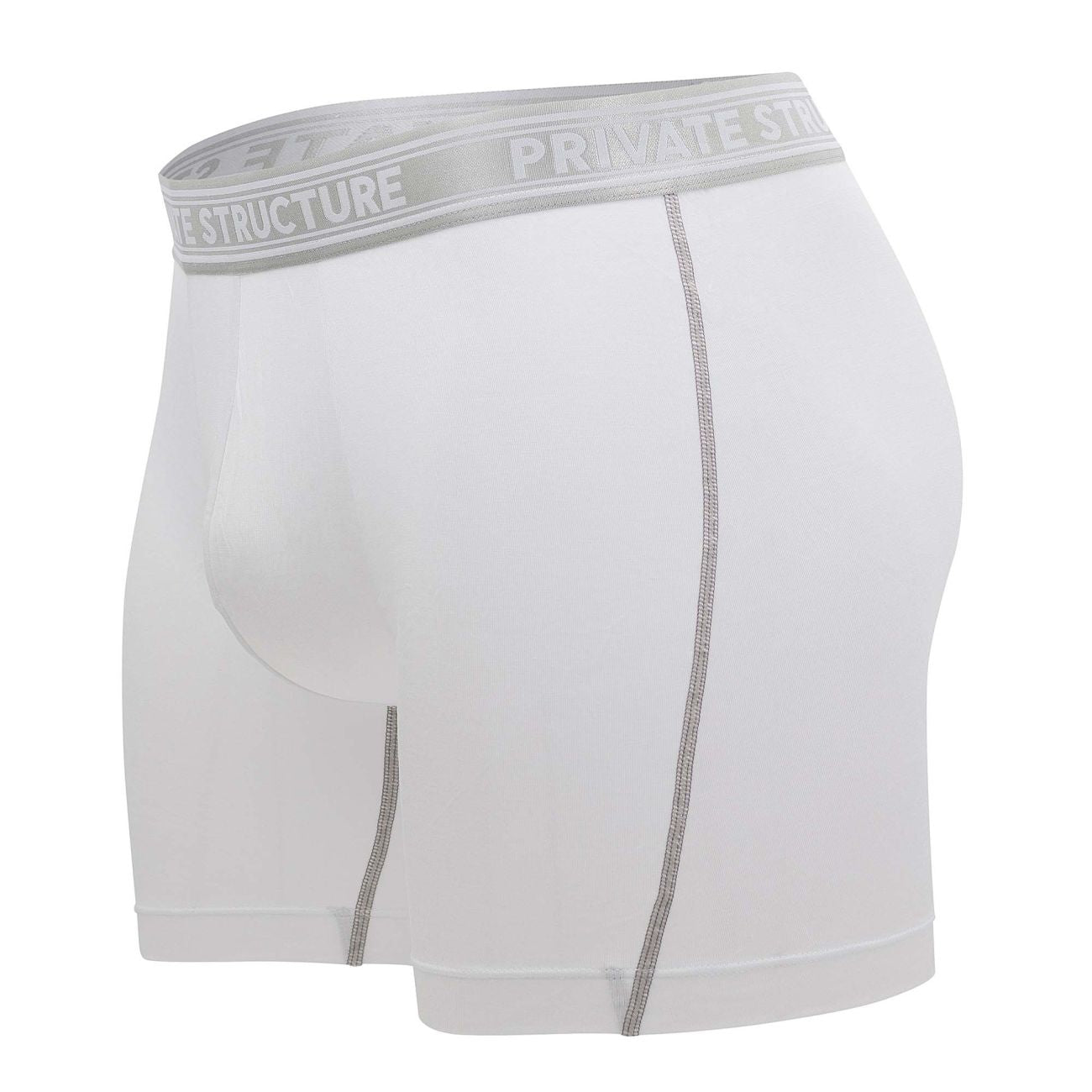 Private Structure PBUT4380 Bamboo Mid Waist Boxer Briefs Color Bright White - DealByEthan.gay loves Private Structure