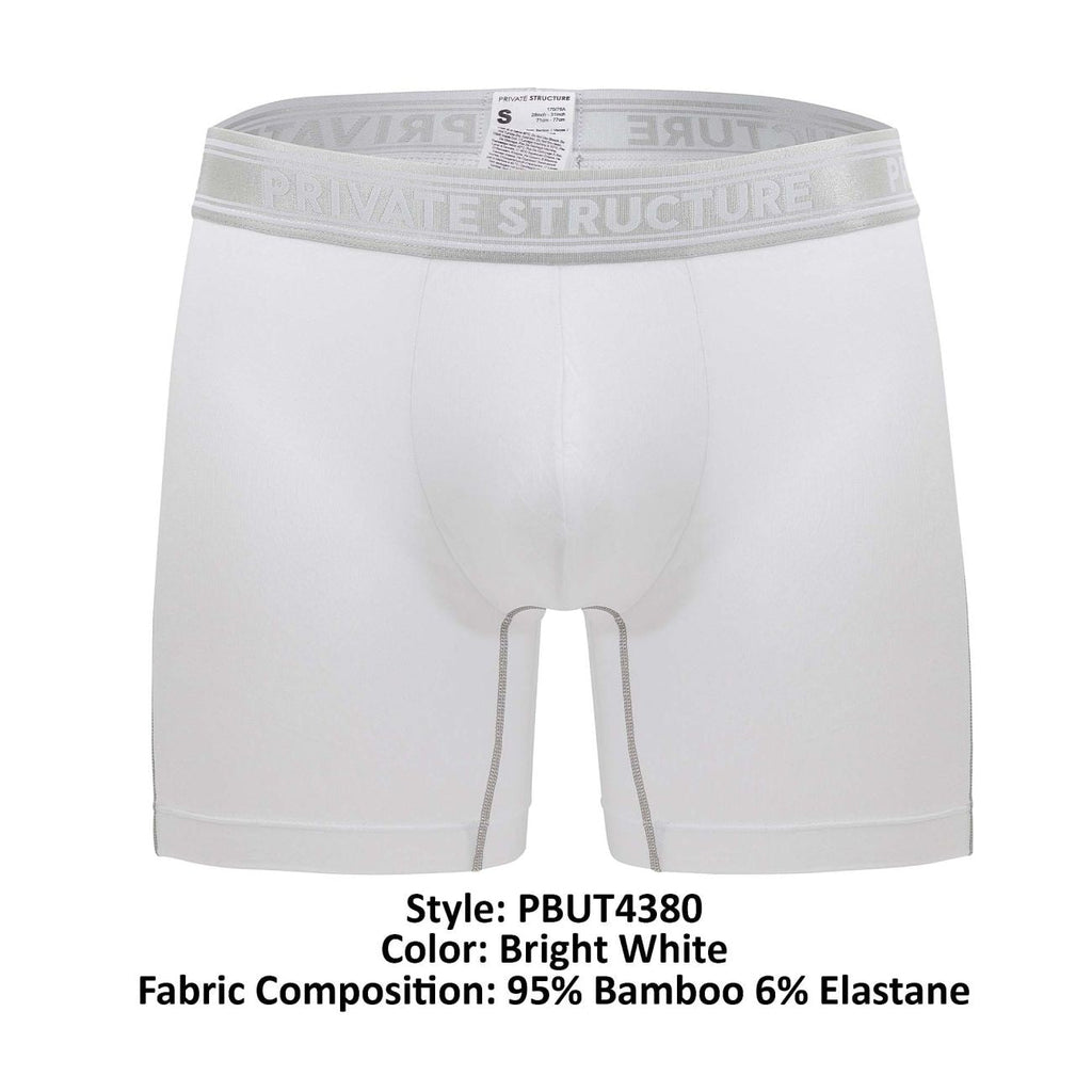 Private Structure PBUT4380 Bamboo Mid Waist Boxer Briefs Color Bright White - DealByEthan.gay loves Private Structure