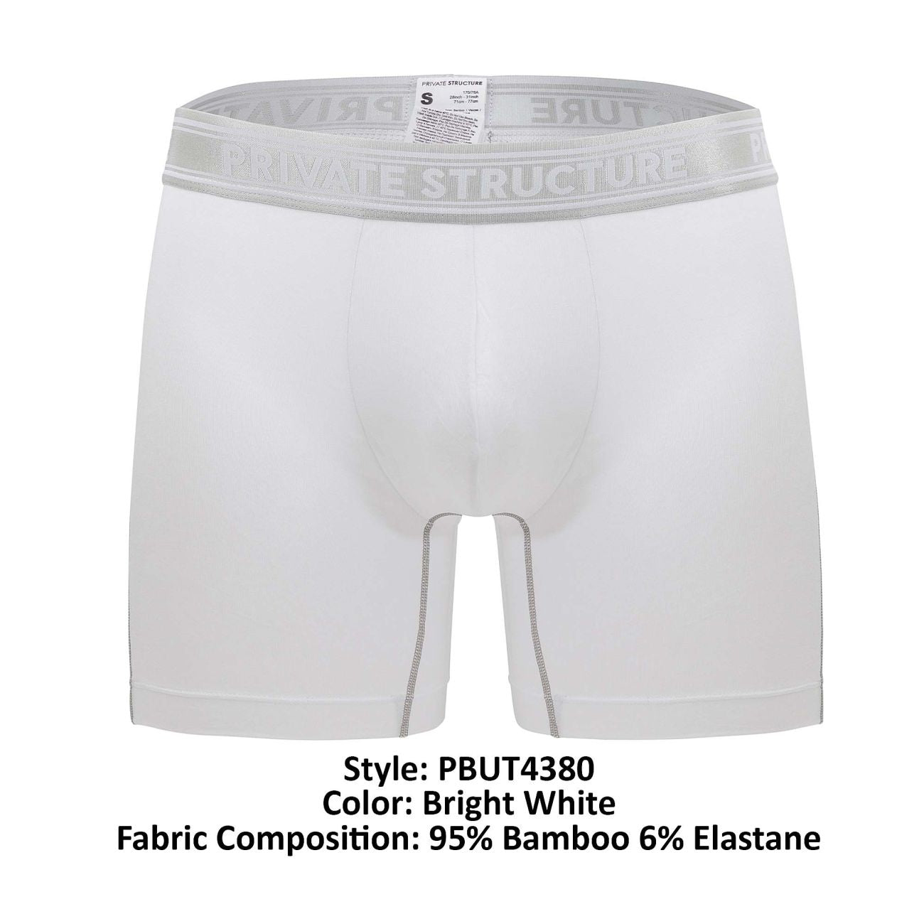 Private Structure PBUT4380 Bamboo Mid Waist Boxer Briefs Color Bright White - DealByEthan.gay loves Private Structure