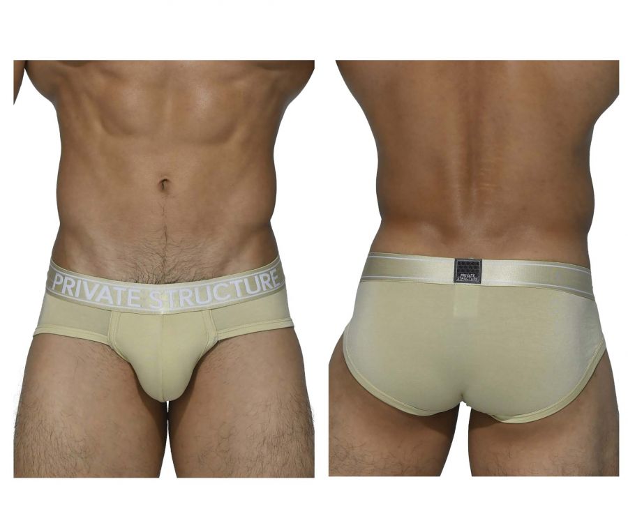 Private Structure PBUZ3748 Platinum Bamboo Briefs Color Pale Khaki - DealByEthan.gay loves Private Structure