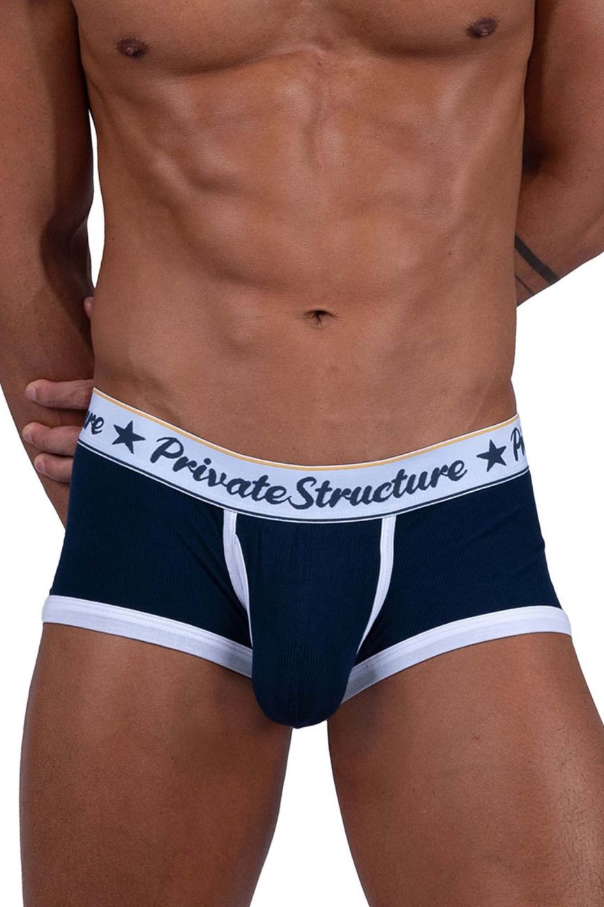 Private Structure SCUS4530 Classic Mid Waist Trunks Color Navy - DealByEthan.gay loves Private Structure