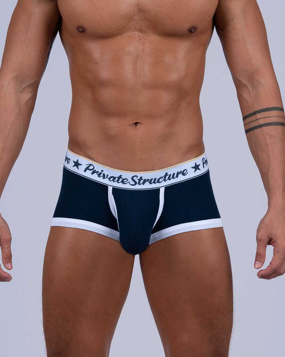 Private Structure SCUS4530 Classic Mid Waist Trunks Color Navy - DealByEthan.gay loves Private Structure