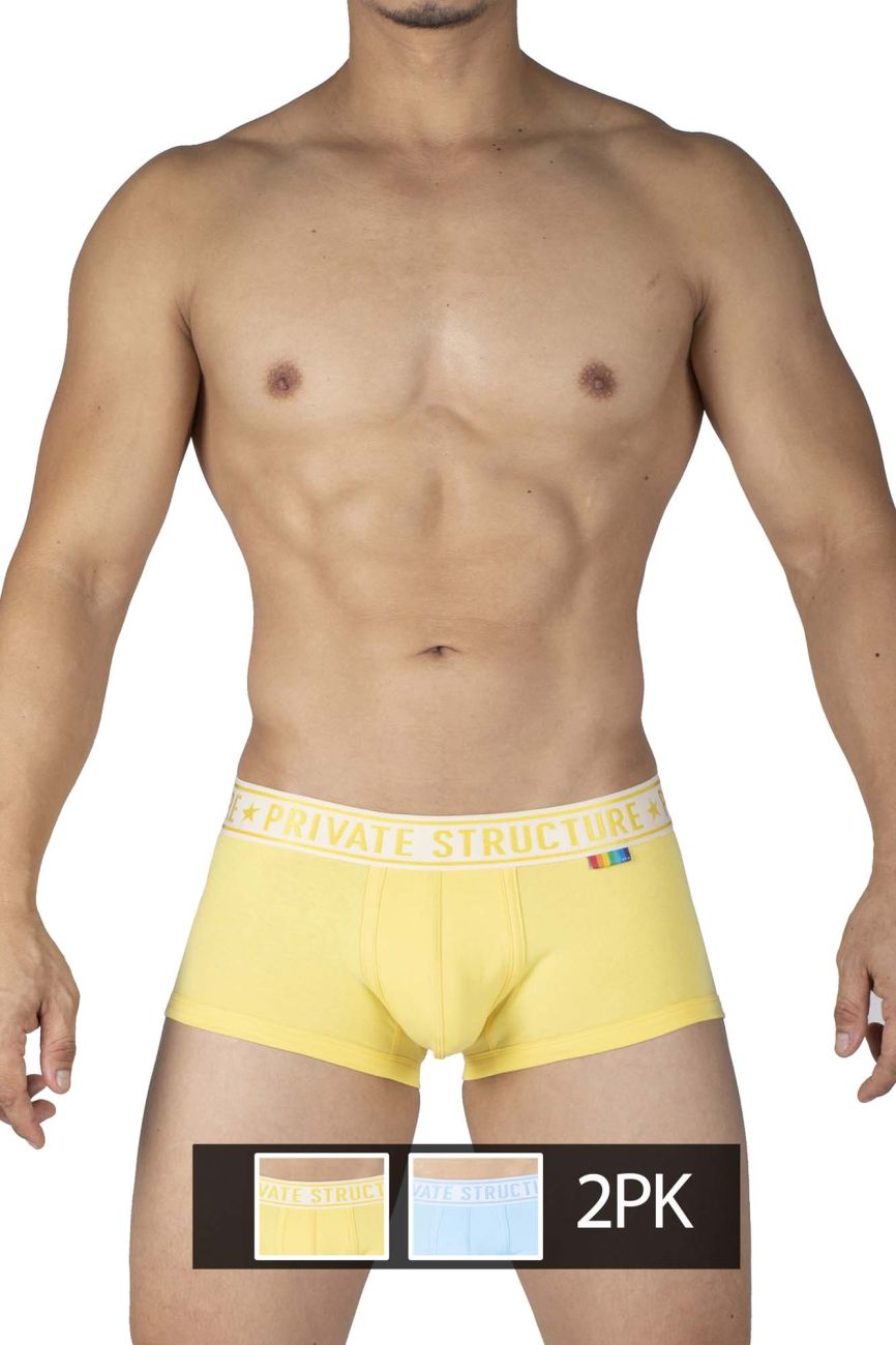 Private Structure EPUT4386 Pride 2PK Bóxer de cintura media Color amarillo-azul