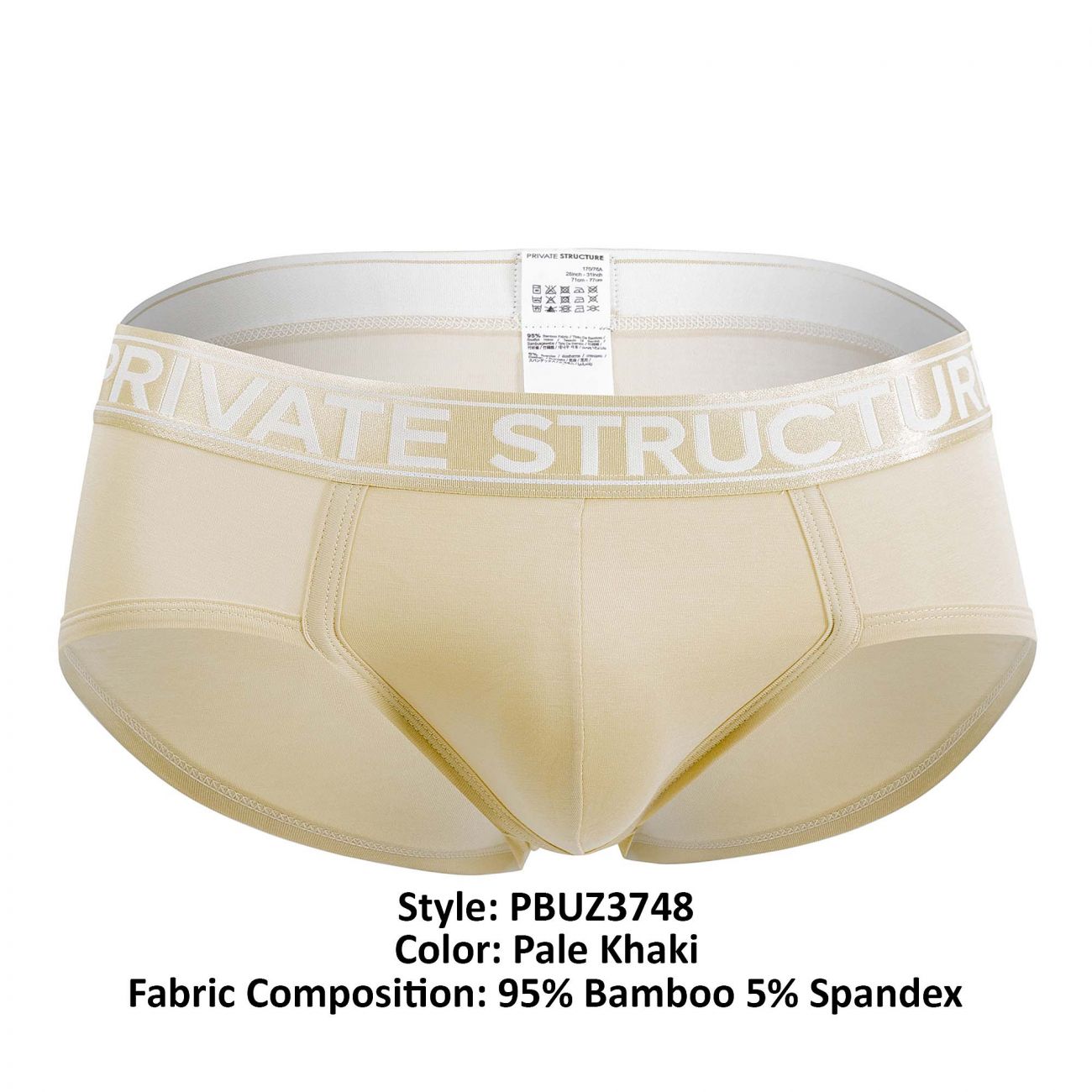 Briefs de bambú de platino de estructura privada PBUZ3748 Color caqui pálido