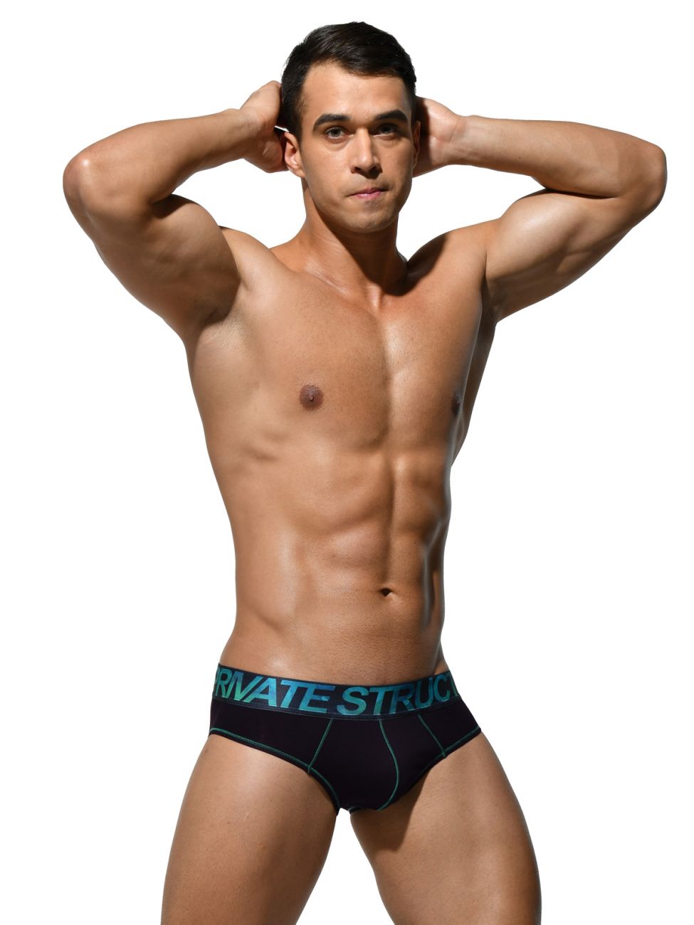 Private Structure PTUZ3791 Platinum Tencel Mini Briefs Color Green-Black