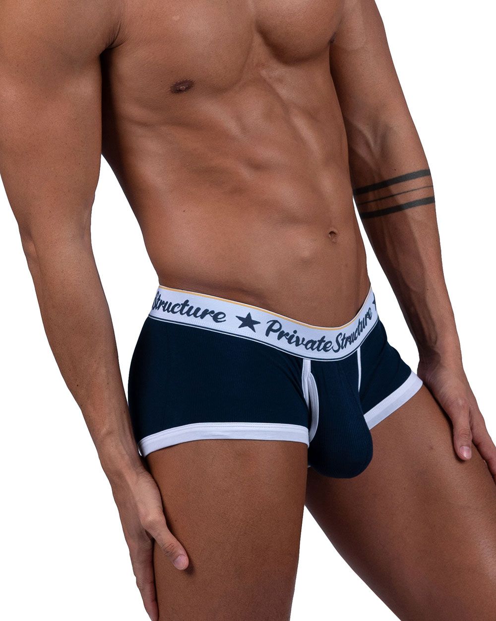 Private Structure SCUS4530 Klassische Badehose mit mittlerer Taille, Farbe: Marineblau