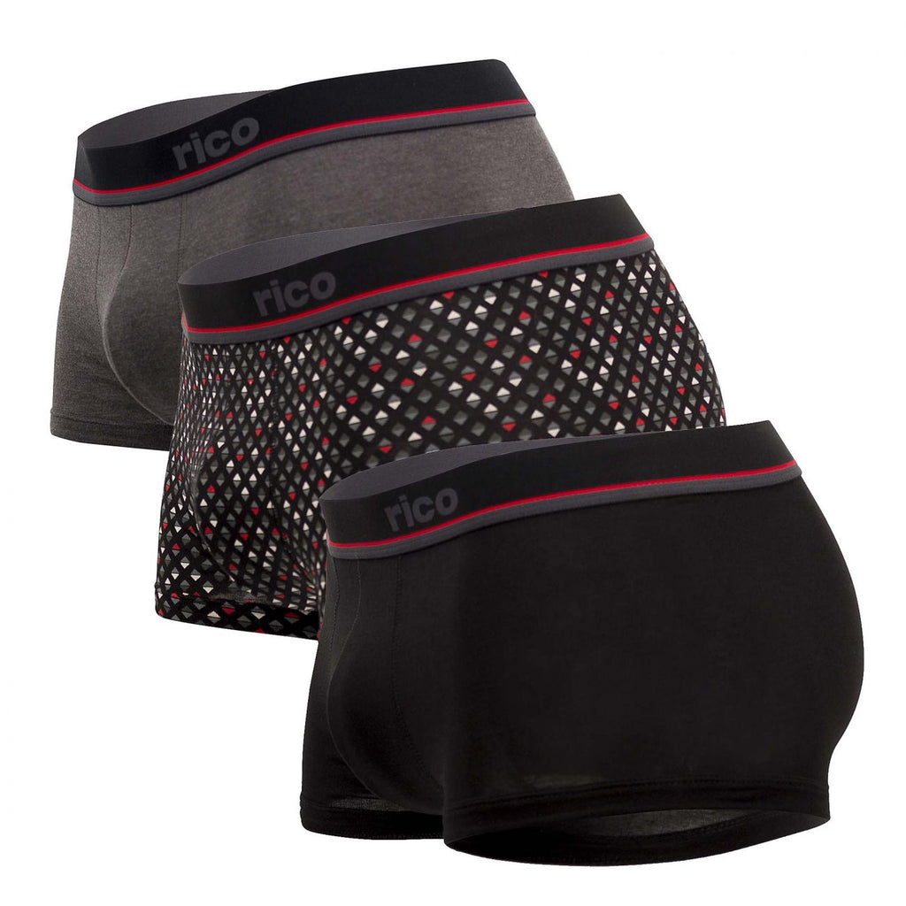 Rico 250108 3PK Brazilian Trunks Color Black-Gray - DealByEthan.gay loves Rico