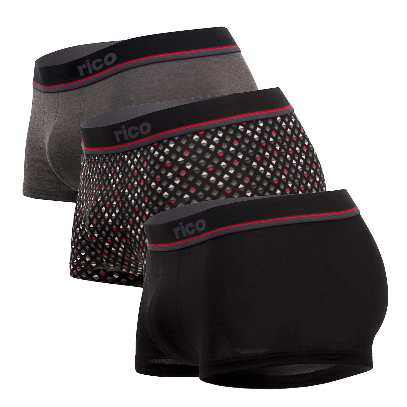 Rico 250108 3PK Brazilian Trunks Color Black-Gray - DealByEthan.gay loves Rico