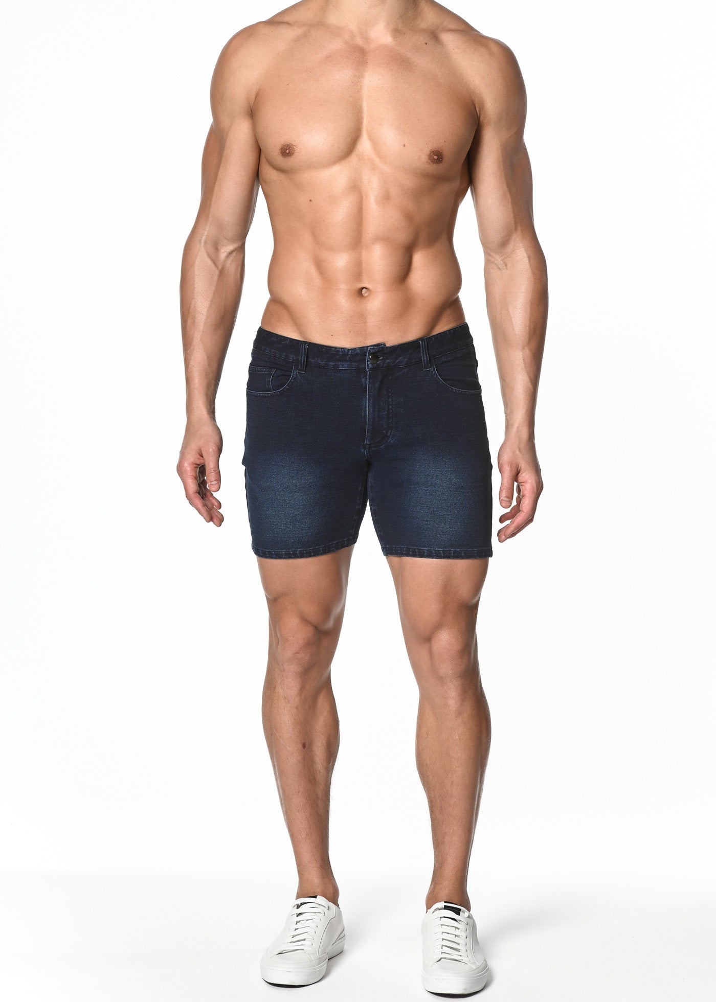 WASHED DENIM STRETCH KNIT SHORT - DealByEthan.gay