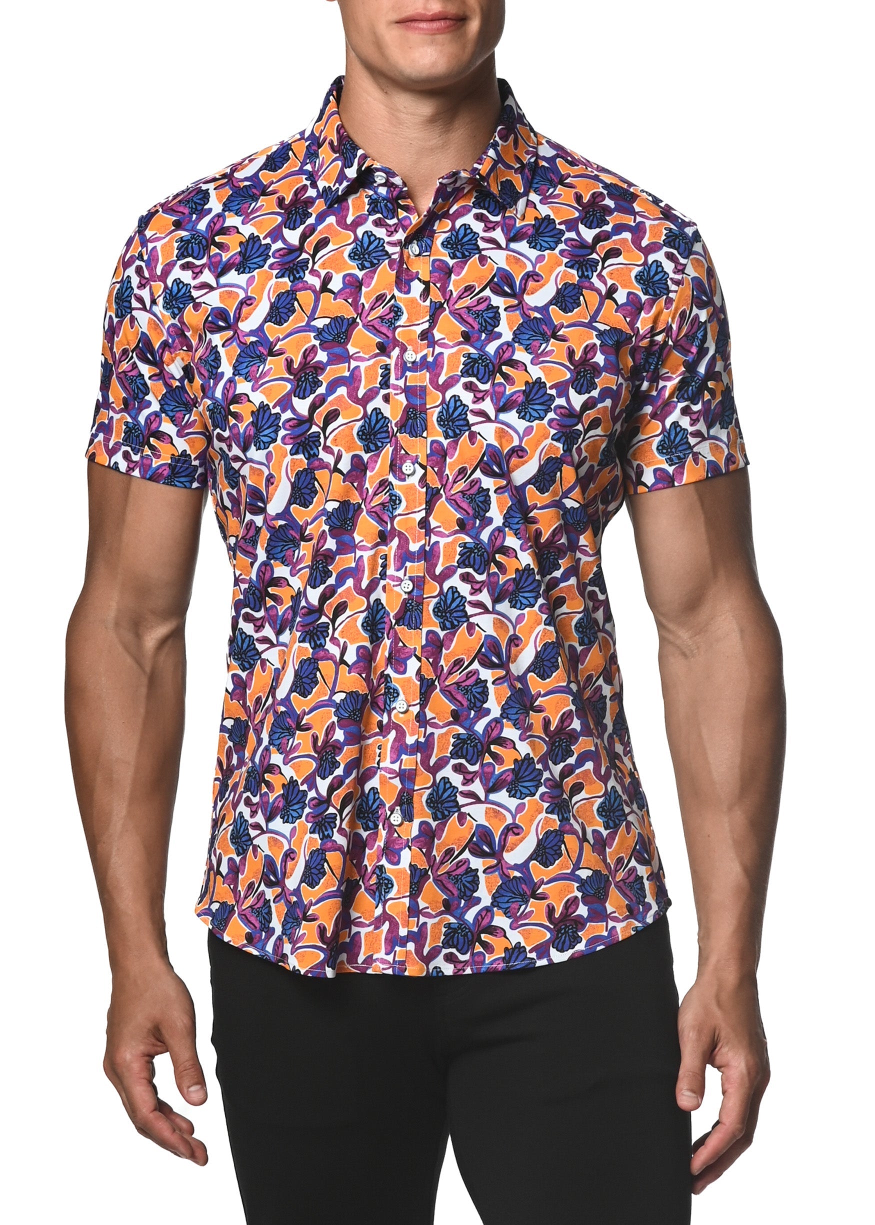 CAMISA DE PUNTO ELÁSTICO CON FLORES