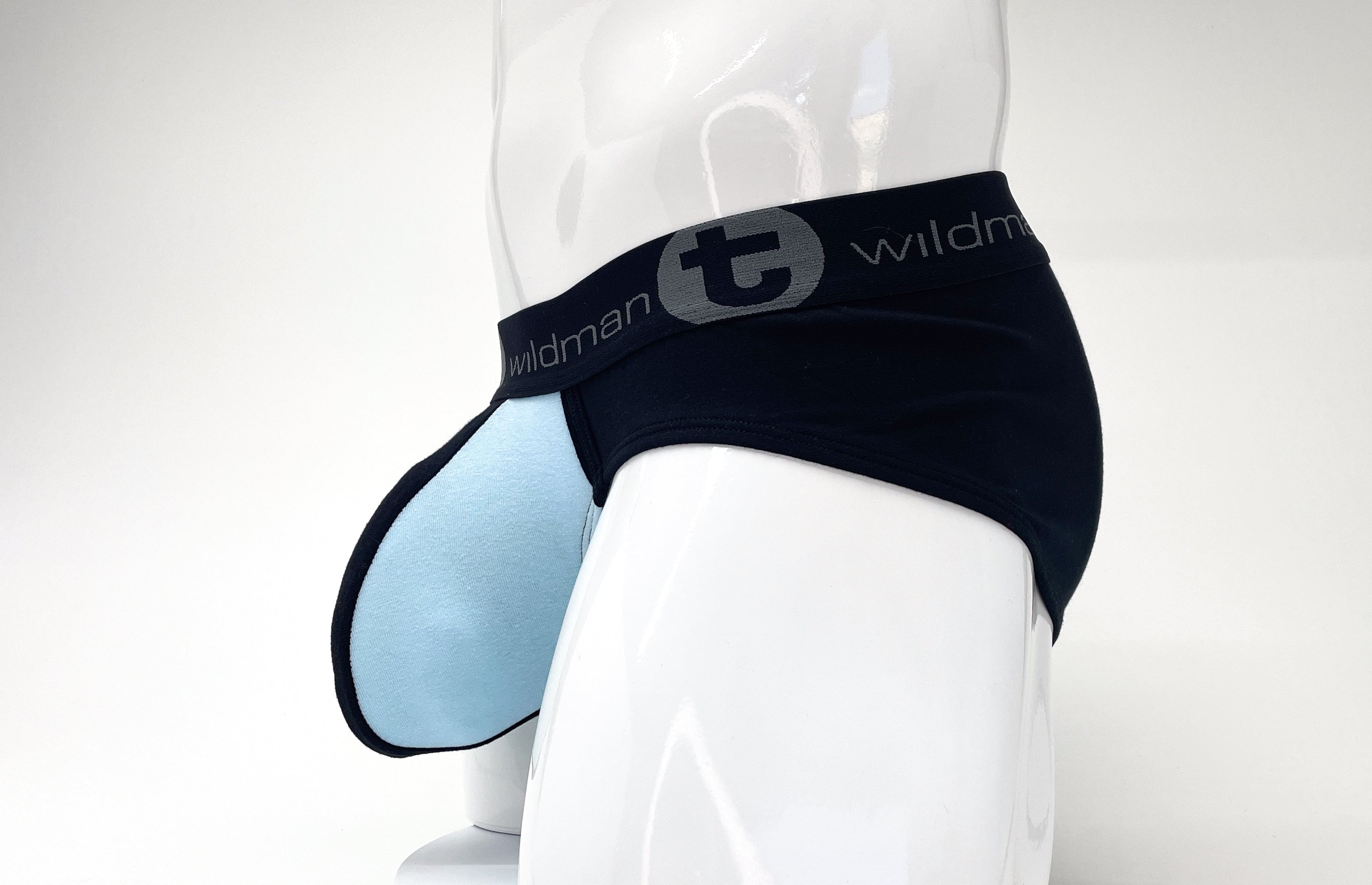 Stretch Cotton Big Boy Pouch Brief Black/Blue - DealByEthan.gay loves WildmanT