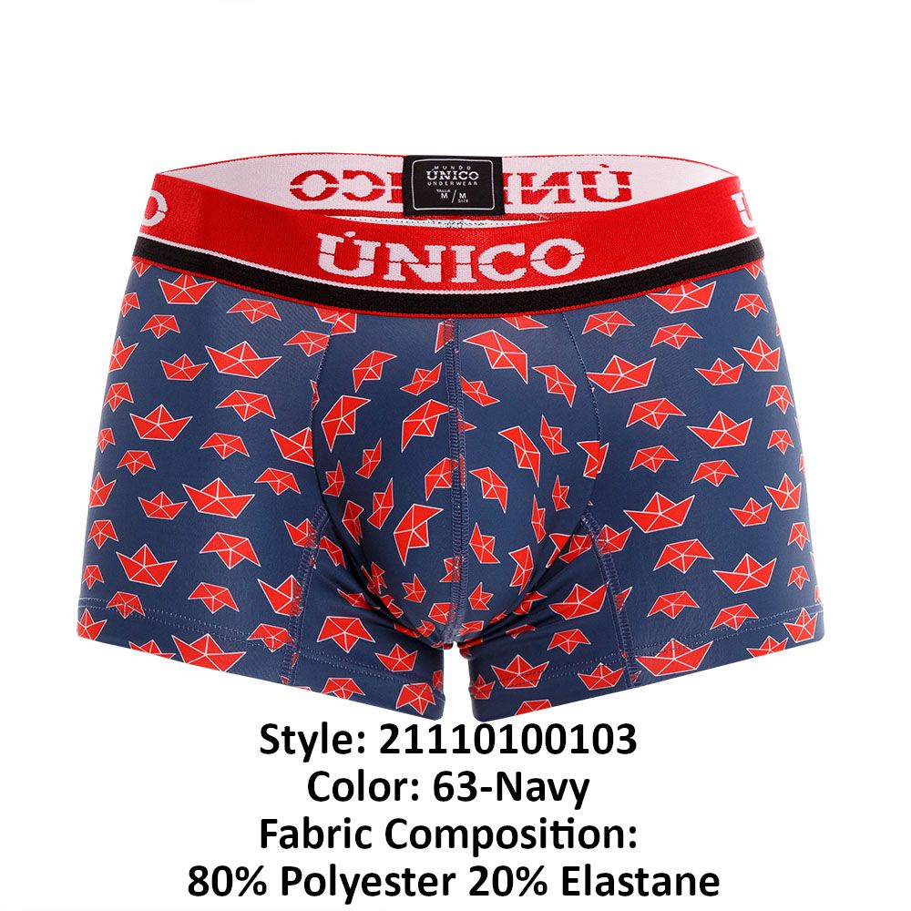 Unico 21110100103 Paper Ship Trunks Color 63-Navy - DealByEthan.gay loves Unico