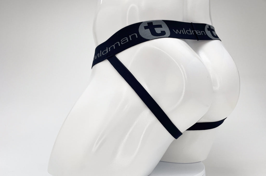 WildmanT Cotton Big Boy Pouch Stripe Jockstrap Black/Royal Blue - DealByEthan.gay loves WildmanT