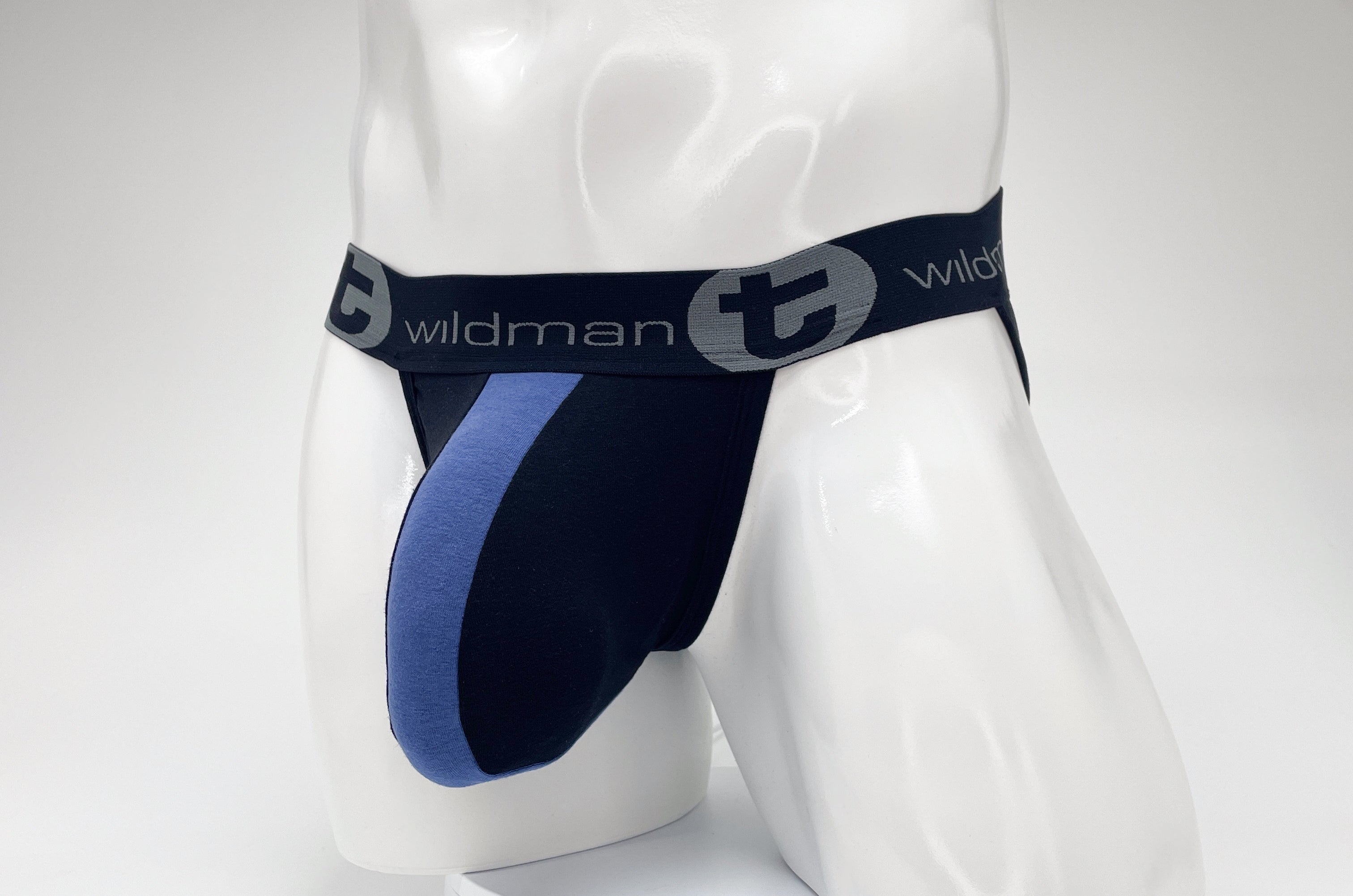 WildmanT Cotton Big Boy Pouch Stripe Jockstrap Black/Royal Blue - DealByEthan.gay loves WildmanT