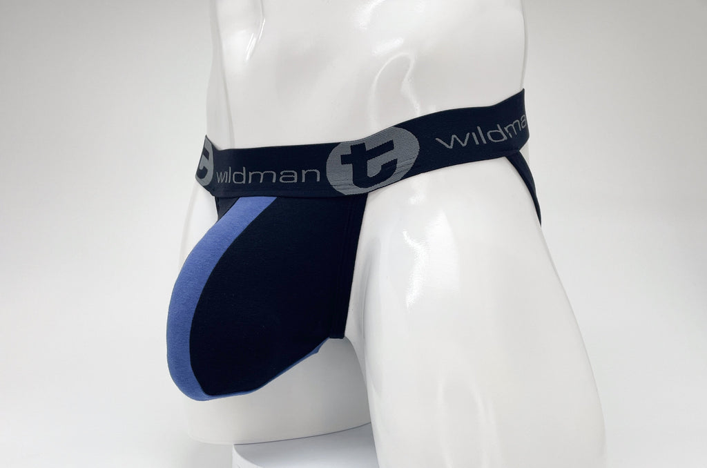 WildmanT Cotton Big Boy Pouch Stripe Jockstrap Black/Royal Blue - DealByEthan.gay loves WildmanT